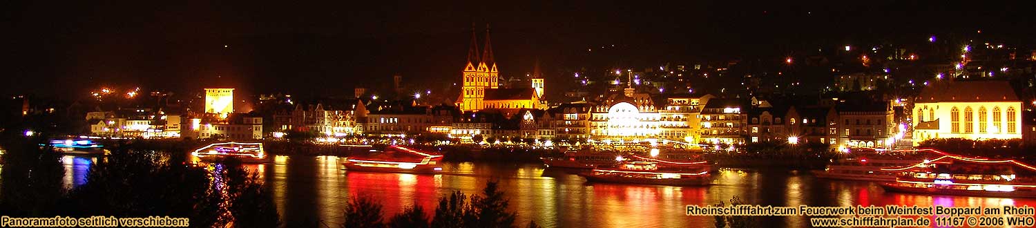 Rheinschifffahrt zur Leuchtenden Nacht am Mittelrhein bei Boppard am Rhein